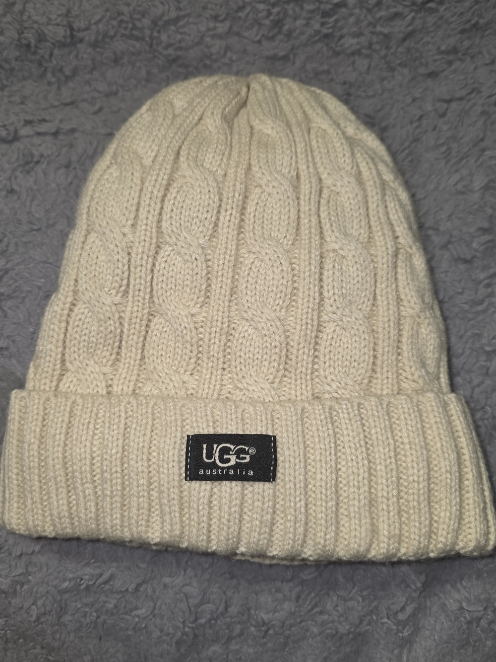 UGG Australia Cream cable-knit cuffed beanie Winter hat OS